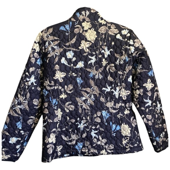 Lands End Packable Primaloft Insulated Blue Floral Jacket Size M (10/12) - Picture 3 of 9